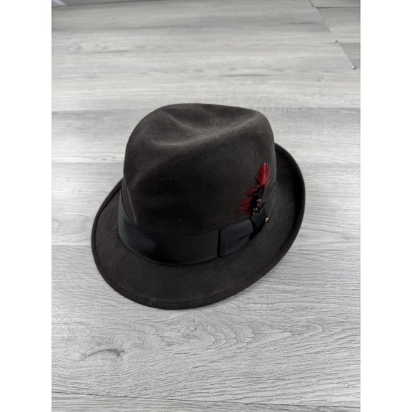 Vintage Stetson Hat Cap Mens Fitted 7 1/4 Long Oval American Royal Brown 50s